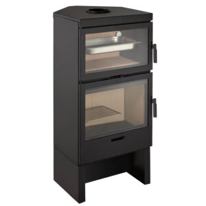 LL-1180 Wood-Burning Stove With Oven - Corner, Open Logstore