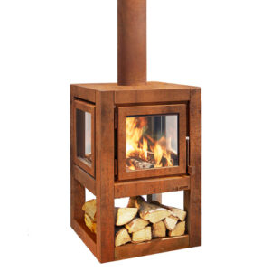 RB73 Quaruba L Outdoor Stove - Wheels, Rust