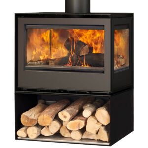 Rocal Habit 76 LID Wood-Burning Stove - Logstore, Right Glass