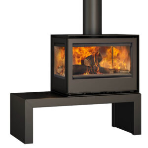Rocal Habit 76 LID Wood-Burning Stove - Stove Bench, Left Glass