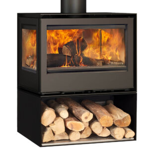 Rocal Habit 76 LID Wood-Burning Stove - Logstore, Left Glass