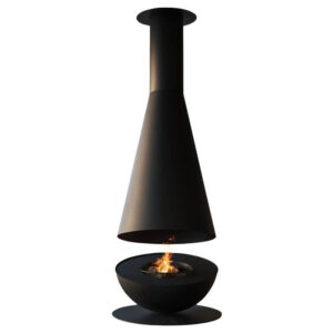 Glammfire Thales Outdoor Suspended Wood Fireplace - Black