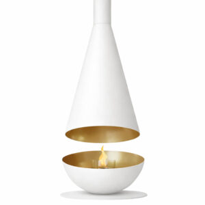 Glammfire Thales Suspended Bio-Ethanol Fireplace - White/Golden
